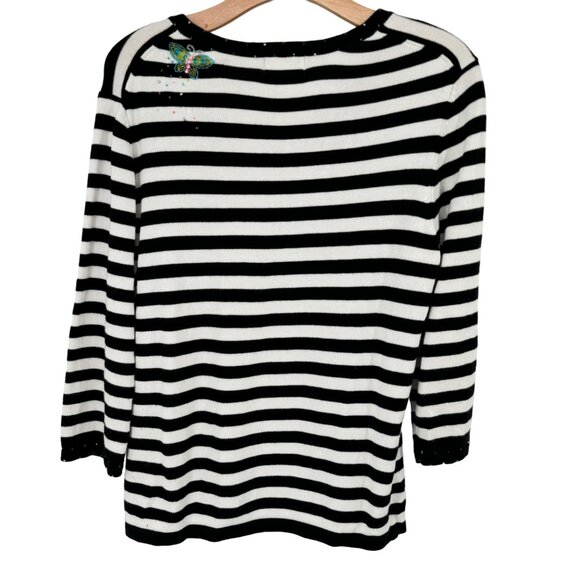 Just B Womens V-neck sweater Butterfly Embellished  Black  3/4 Sleeve size large - Picture 11 of 13